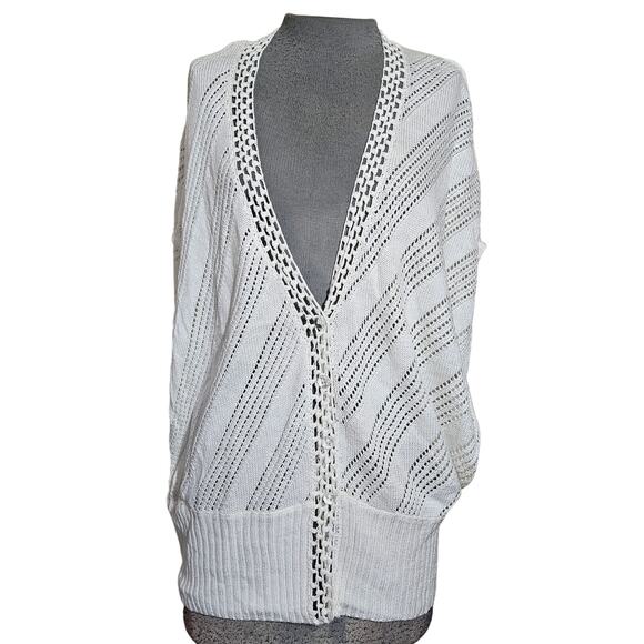 BCBGMaxazria Open Knit Cardigan Sweater Size Large - Picture 1 of 3